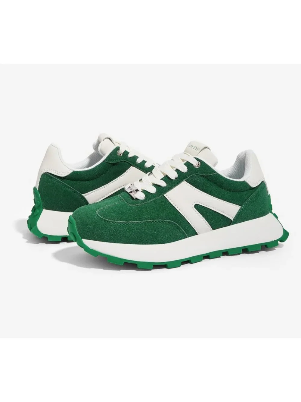 Women's Green Retro Classic Stylish Lace Up Tennis Running Walking Sneakers